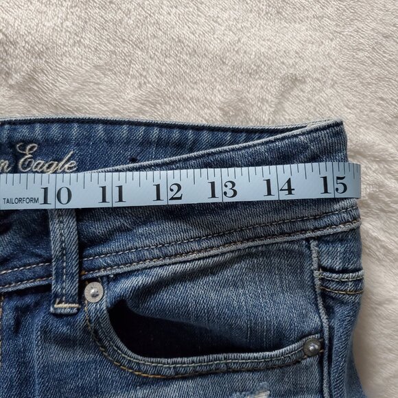 American Eagle Distressed Original Boot Denim Jeans Size 2 Low Rise - Picture 6 of 9